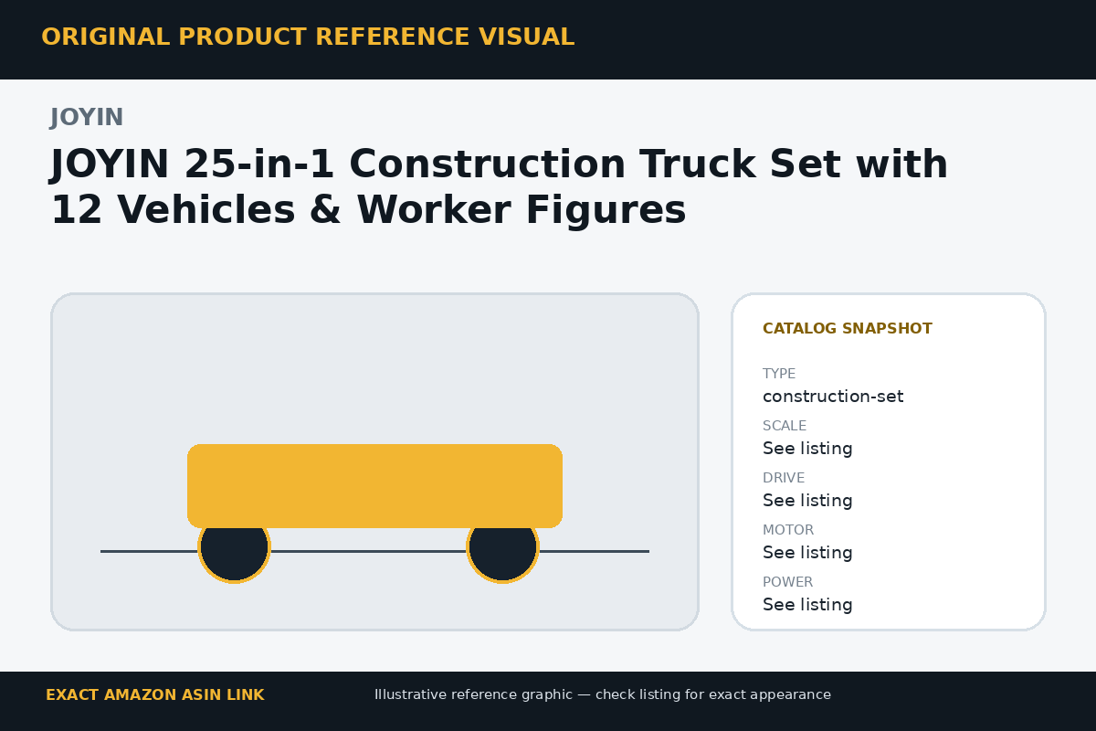 JOYIN 25-in-1 Construction Truck Set with 12 Vehicles & Worker Figures reference visual