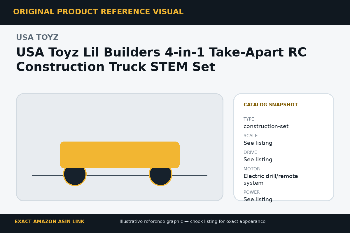 USA Toyz Lil Builders 4-in-1 Take-Apart RC Construction Truck STEM Set reference visual