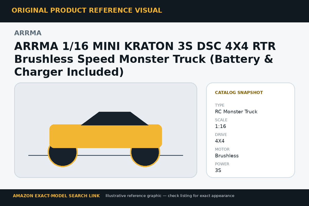 ARRMA 1/16 MINI KRATON 3S DSC 4X4 RTR Brushless Speed Monster Truck (Battery & Charger Included) reference visual