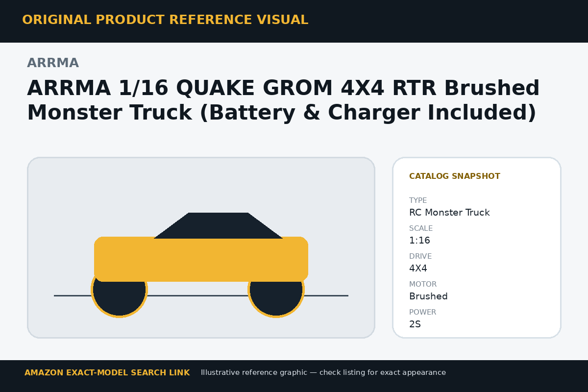 ARRMA 1/16 QUAKE GROM 4X4 RTR Brushed Monster Truck (Battery & Charger Included) reference visual