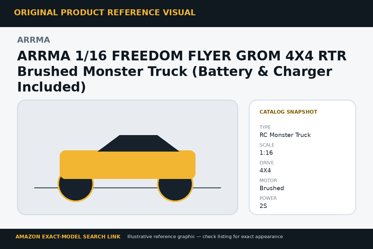 ARRMA 1/16 FREEDOM FLYER GROM 4X4 RTR Brushed Monster Truck (Battery & Charger Included) reference visual