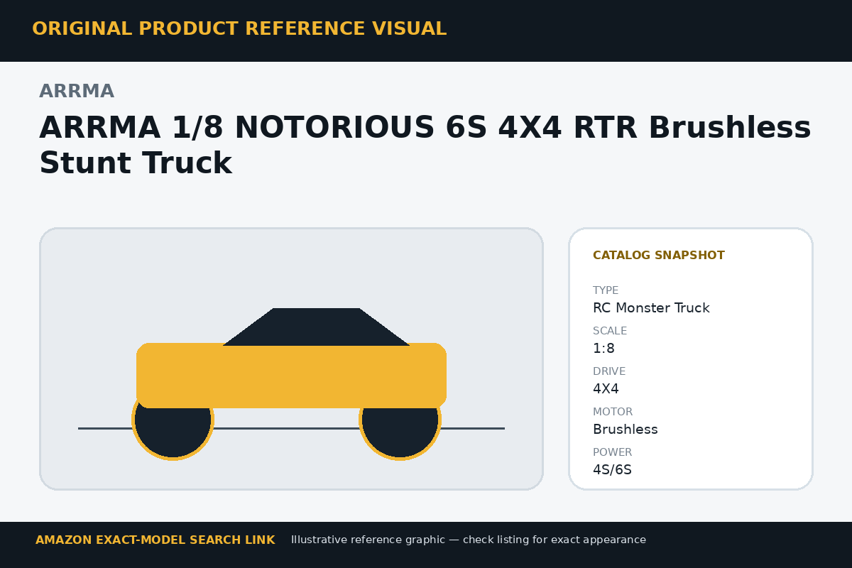 ARRMA 1/8 NOTORIOUS 6S 4X4 RTR Brushless Stunt Truck reference visual