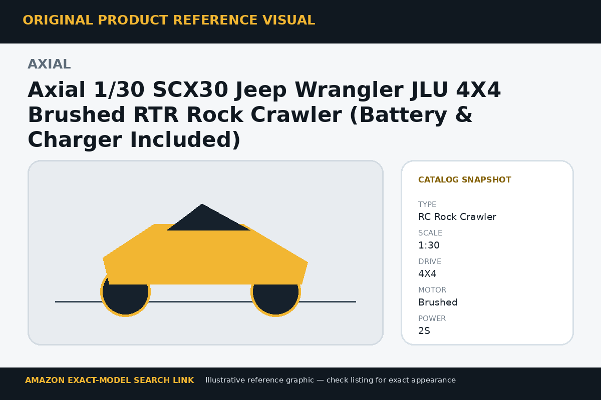 Axial 1/30 SCX30 Jeep Wrangler JLU 4X4 Brushed RTR Rock Crawler (Battery & Charger Included) reference visual
