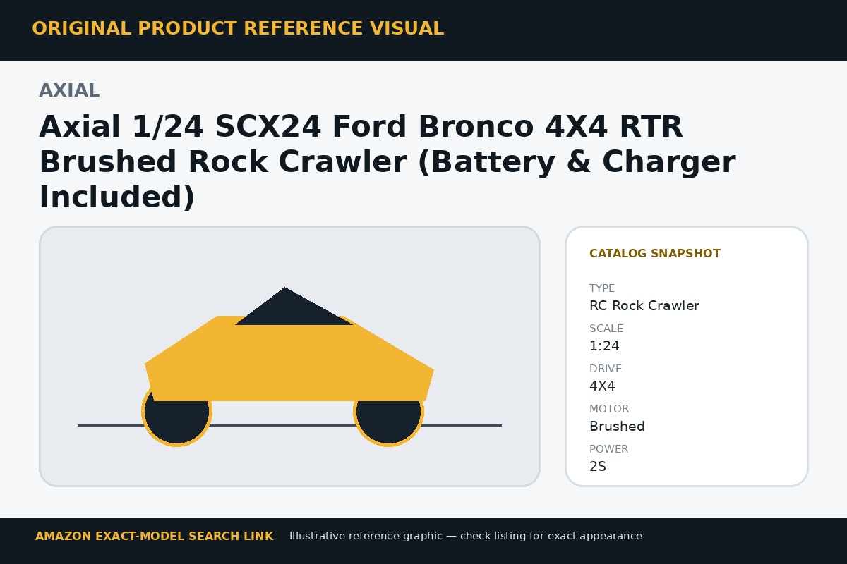 Axial 1/24 SCX24 Ford Bronco 4X4 RTR Brushed Rock Crawler (Battery & Charger Included) reference visual