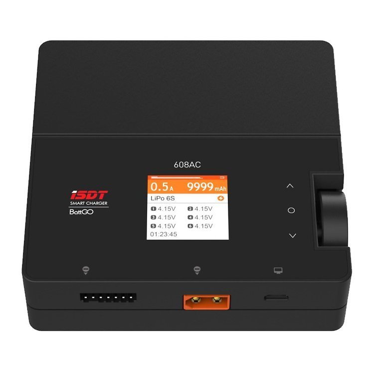 ISDT 608AC 1–6S smart AC/DC LiPo balance charger, XT60 output