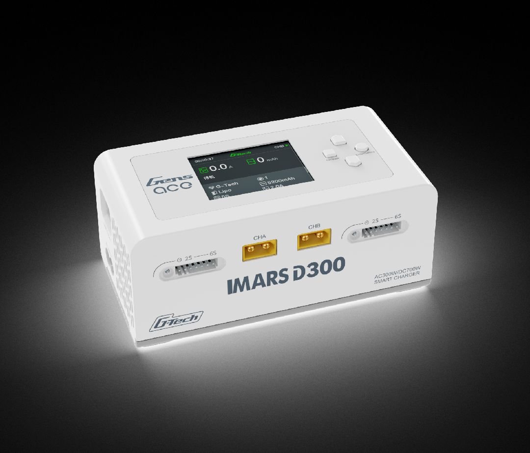 White Gens Ace iMars D300 G-Tech dual-channel RC LiPo battery balance charger